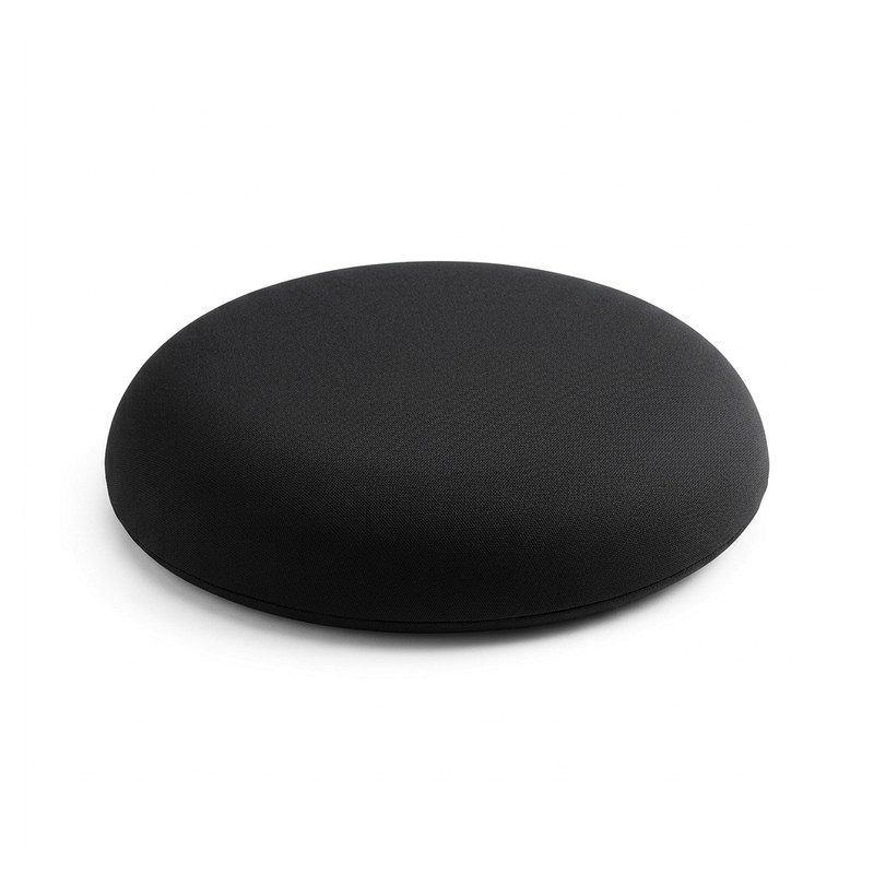 Coussin anti-escarres rond noir en mousse à mémoire de forme, galbé, housse amovible