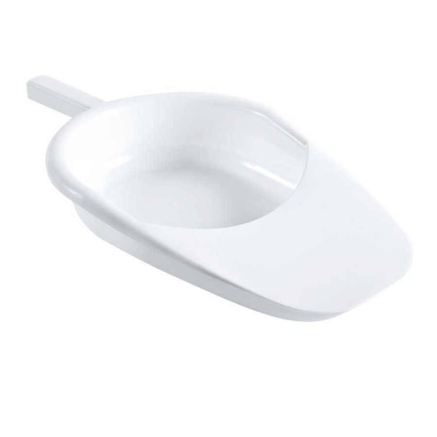 Bassin de lit en plastique blanc pour patient alité, forme ergonomique facile à nettoyer