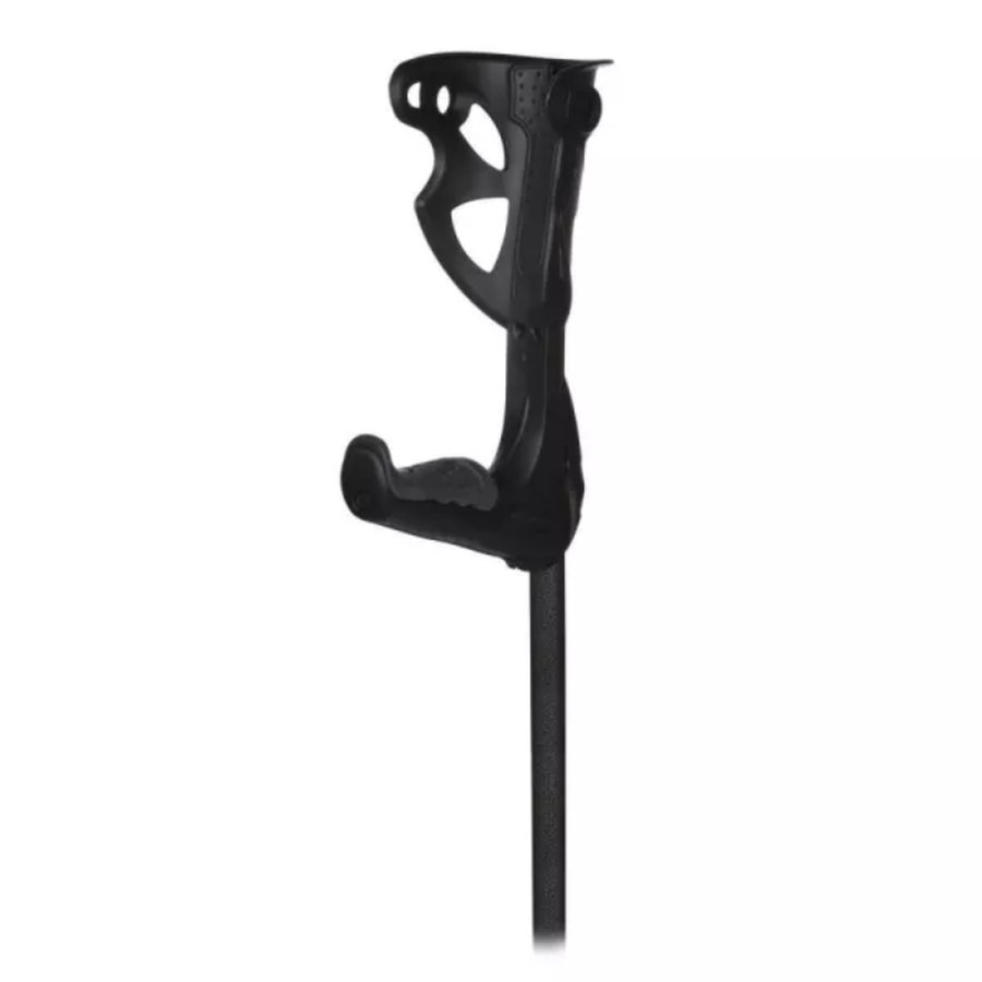Canne canadienne ergonomique premium noire, poignée anatomique et brassard avant-bras, tube réglable