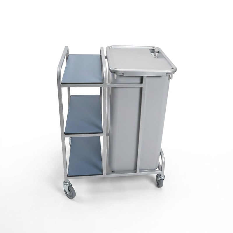 Chariot à linge sale et propre, trois étages stratifiés et sac en bâche plastifiée amovible