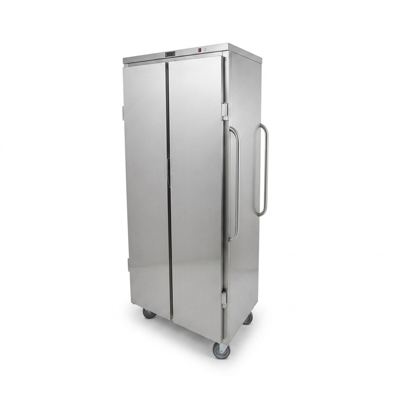 Chariot de distribution de repas à deux compartiments, chaud et froid, portes à double paroi