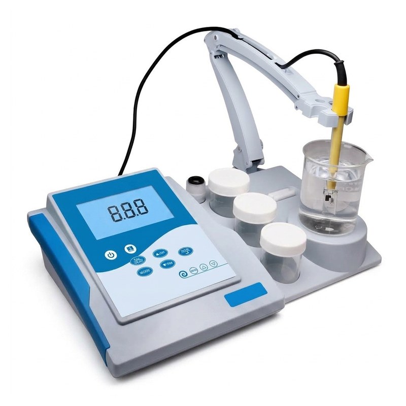 Conductimètre de paillasse Apera EC9500 bleu avec TestBench, électrode et flacons d'étalonnage