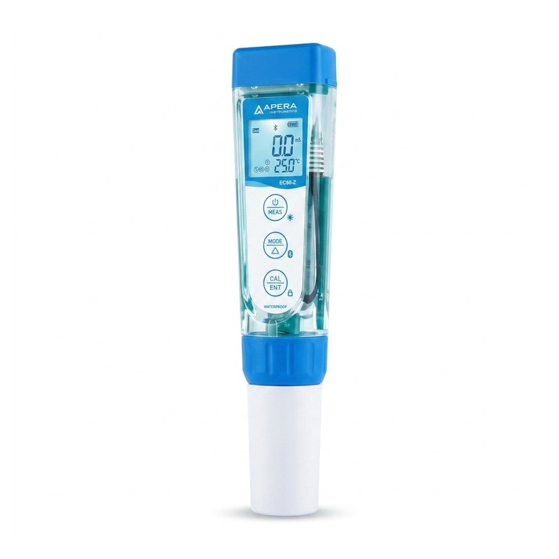 Conductimètre stylo Apera ZenTest EC60-Z avec écran LCD et boutons tactiles bleus