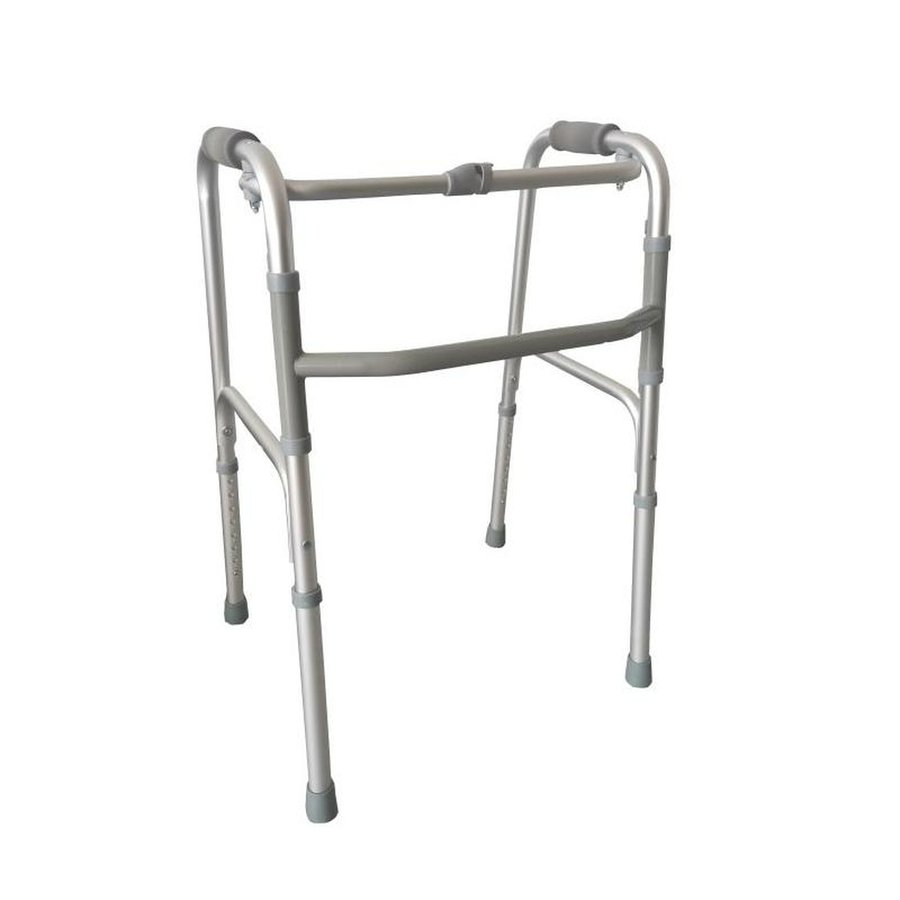 Déambulateur cadre de marche pliant en aluminium, 4 pieds à embouts antidérapants, hauteur réglable