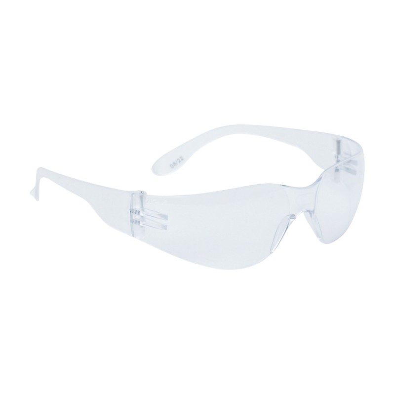 Lunettes de sécurité incolores à oculaire monobloc en polycarbonate et branches plates