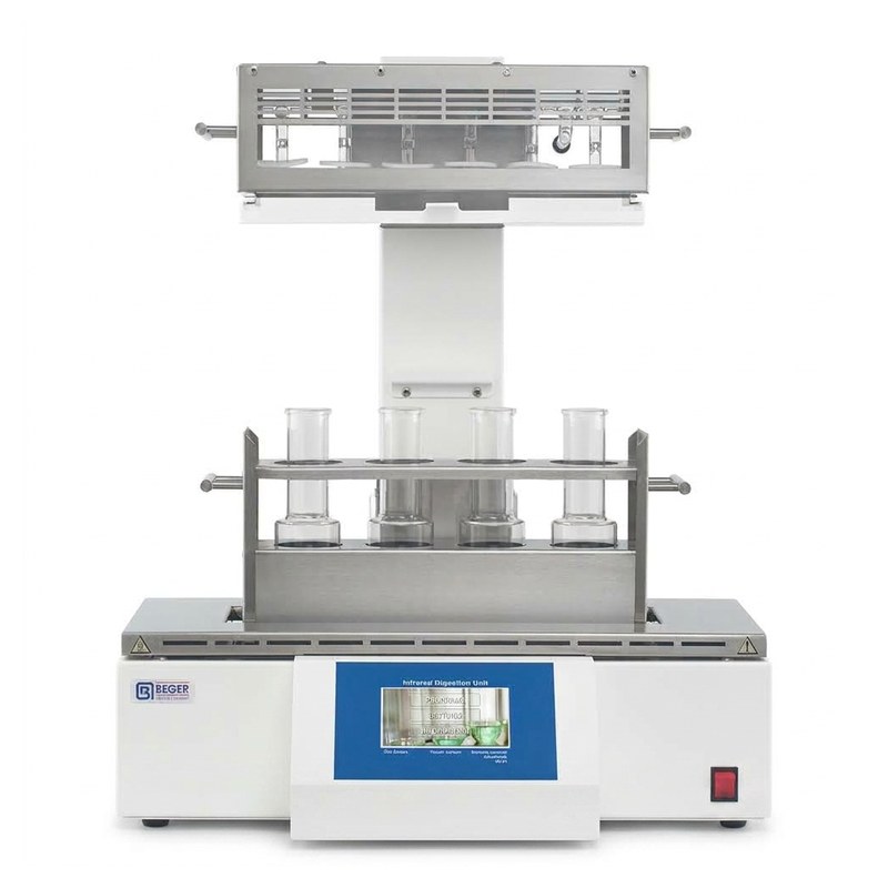Digesteur infrarouge Beger IDU-4 avec rack de 4 tubes en verre et écran tactile bleu