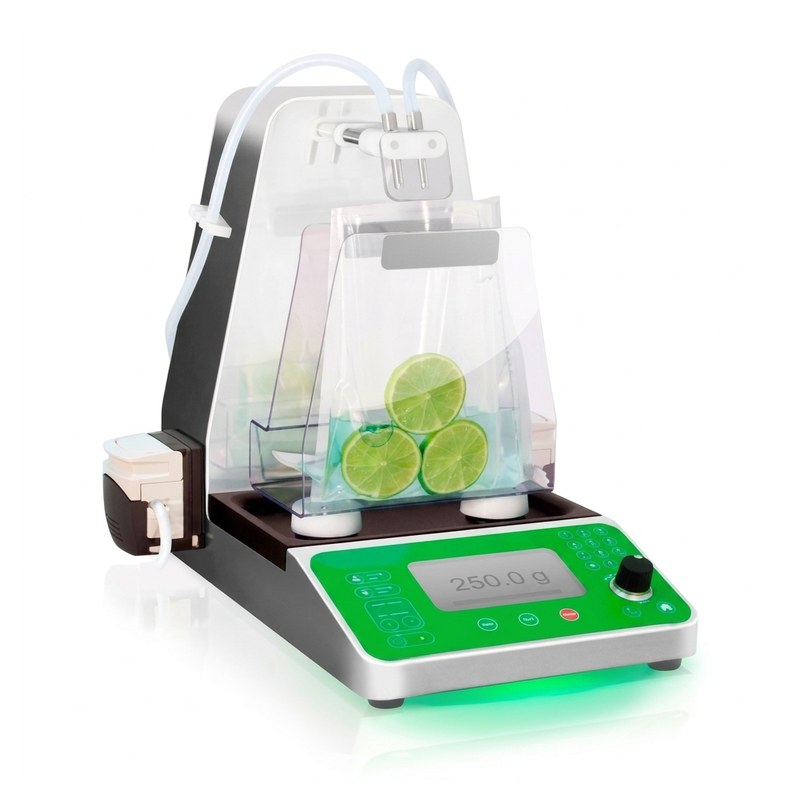 Dilueur gravimétrique DiluFlow par Interscience avec sachet de dilution transparent et écran de contrôle