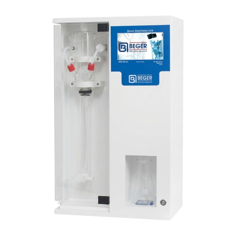 Distillateur Kjeldahl blanc avec colonne en verre et écran tactile couleur