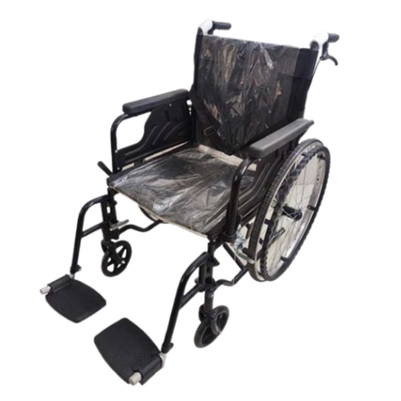 Fauteuil roulant manuel pliable M007 noir, accoudoirs relevables et repose-pieds détachables