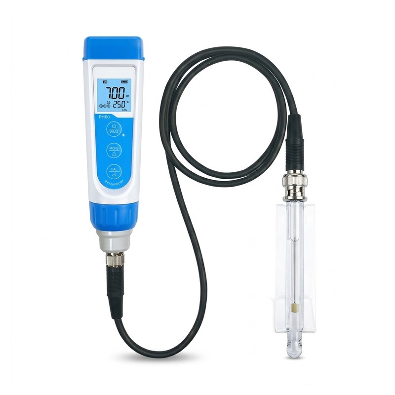 Kit testeur pH Apera PH60-PW bleu et blanc avec électrode LabSen 805 sur socle