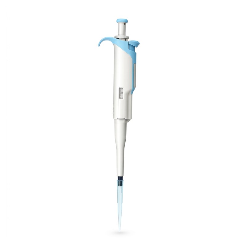 Micropipette mécanique DLAB MicroPette Plus avec cône bleu et embout jetable
