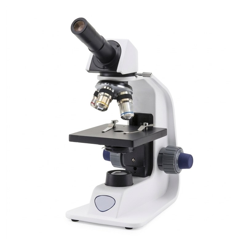 Microscope Optika Série B-150 blanc avec deux objectifs et platine porte-échantillon noire