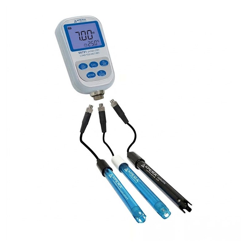 Multiparamètre portable Apera SX731 avec trois sondes de pH, conductivité et température