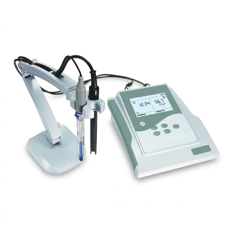 pH-mètre/conductimètre de paillasse Apera PC910 avec bras support et électrodes
