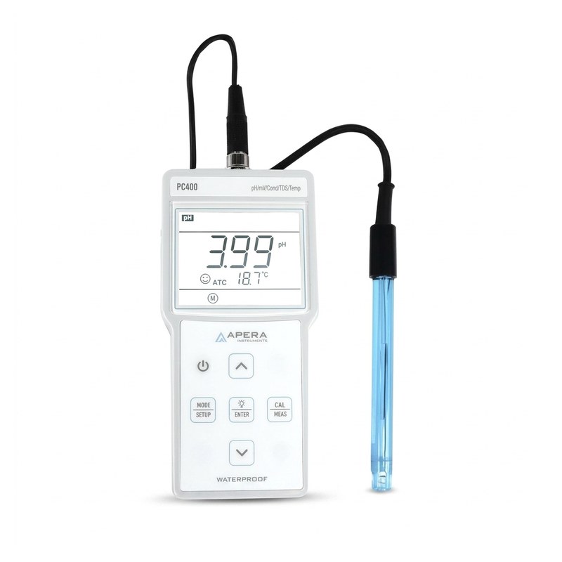 pH-mètre portable Apera PC400 avec électrode combinée pH et sonde bleue