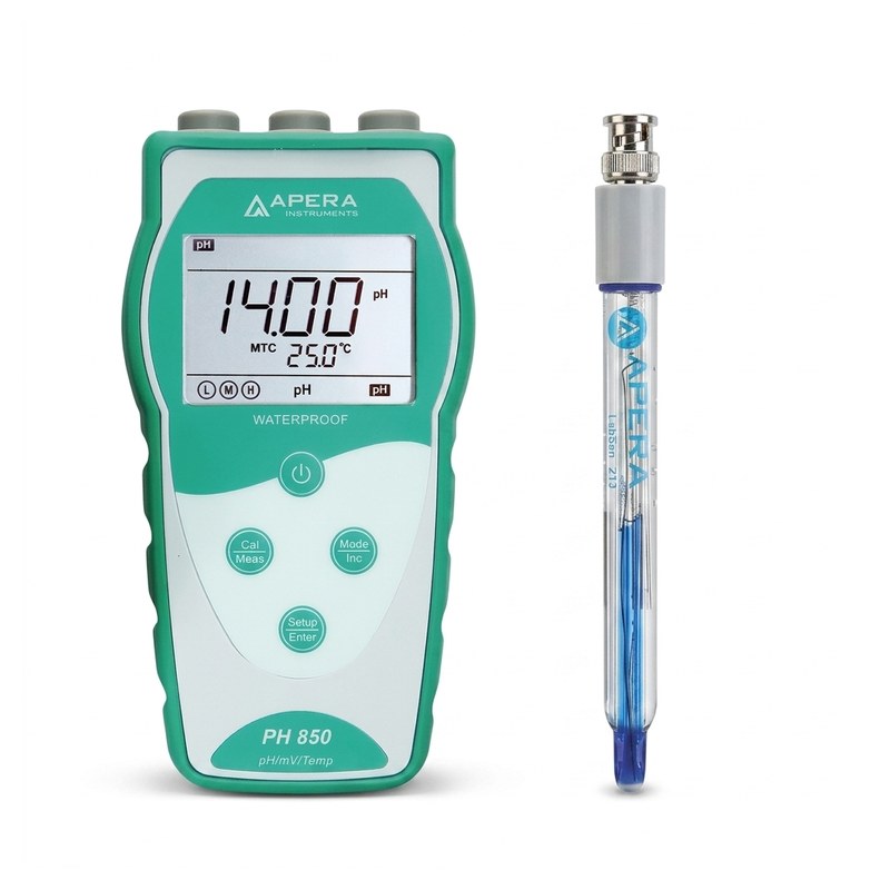 pH-mètre portable Apera PH850 vert et blanc avec électrode en verre LabSen 213