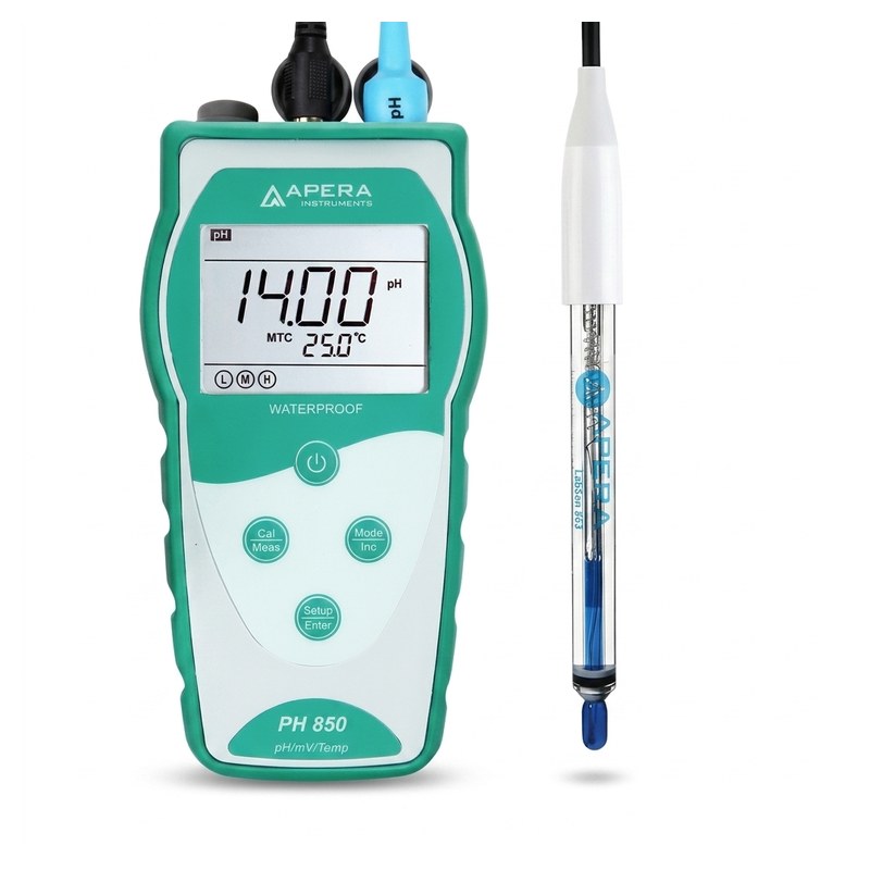 pH-mètre portable Apera PH850-HT vert avec électrode LabSen 863 haute température