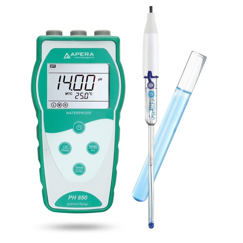 pH-mètre portable Apera PH850-MS vert avec électrode LabSen 243-6 pour petits échantillons