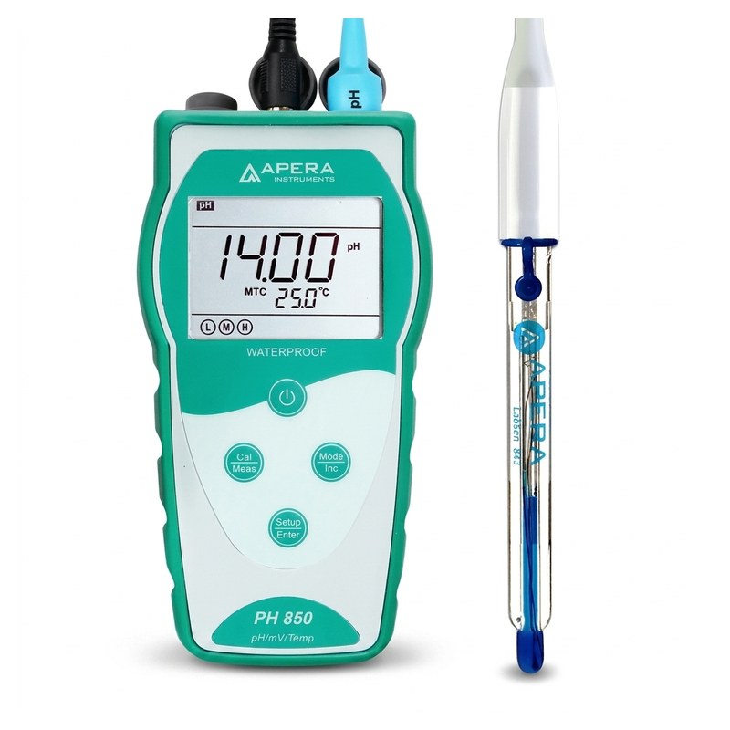 pH-mètre portable Apera PH850-SA vert et blanc avec électrode LabSen 843 rechargeable