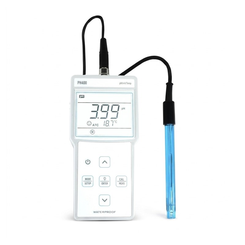 pH-mètre portable blanc PH400 Apera avec électrode 3-en-1 et écran numérique