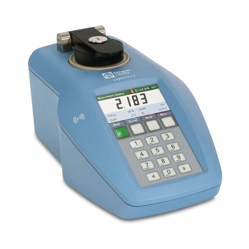 Réfractomètre numérique bleu avec porte-échantillon et écran tactile couleur