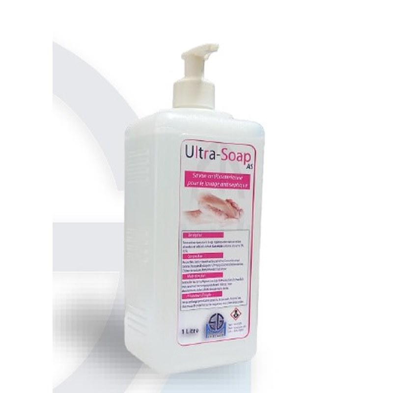 Flacon de 1 litre de savon antiseptique pour le lavage des mains avec pompe doseuse