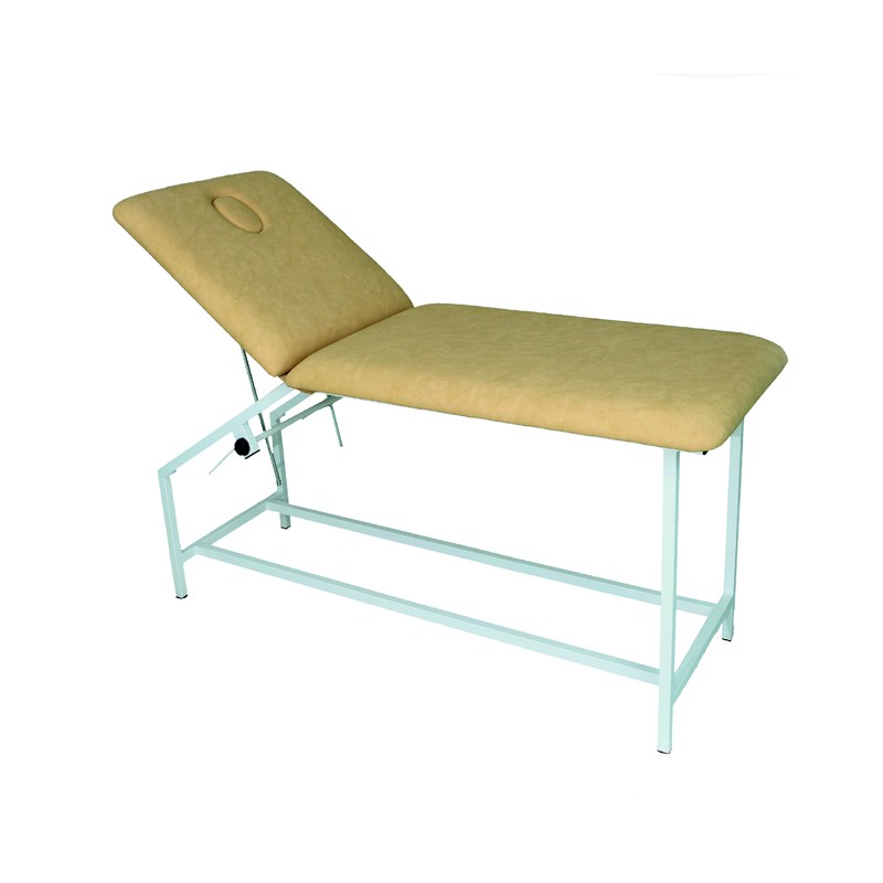 Table de massage fixe à dossier articulé proclive et déclive, structure acier époxy, dessus mousse revêtu similicuir