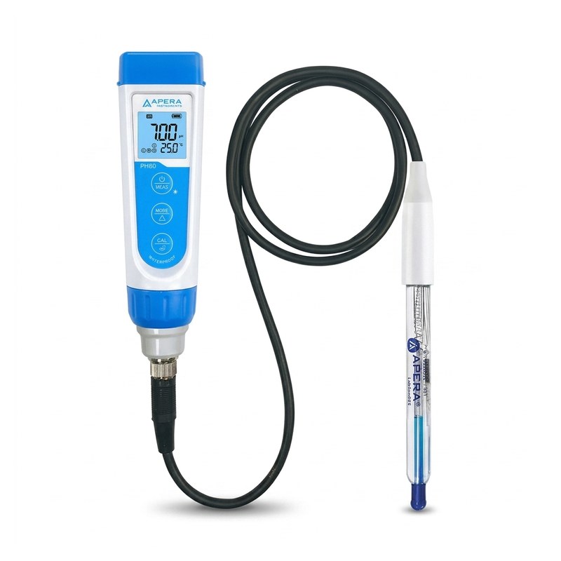Testeur de pH Apera PH60 bleu avec électrode reliée par câble noir