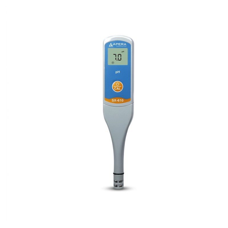Testeur de pH Apera SX610 gris et bleu, format stylo avec écran affichant 7.0 pH