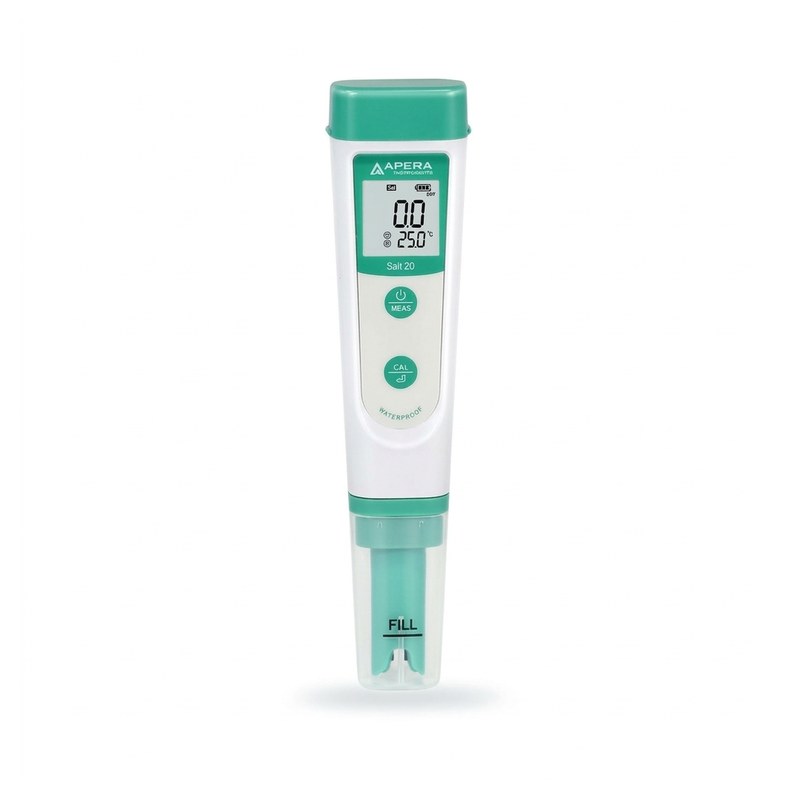 Testeur de salinité de poche Apera Salt20 vert et blanc avec sonde BPB intégrée