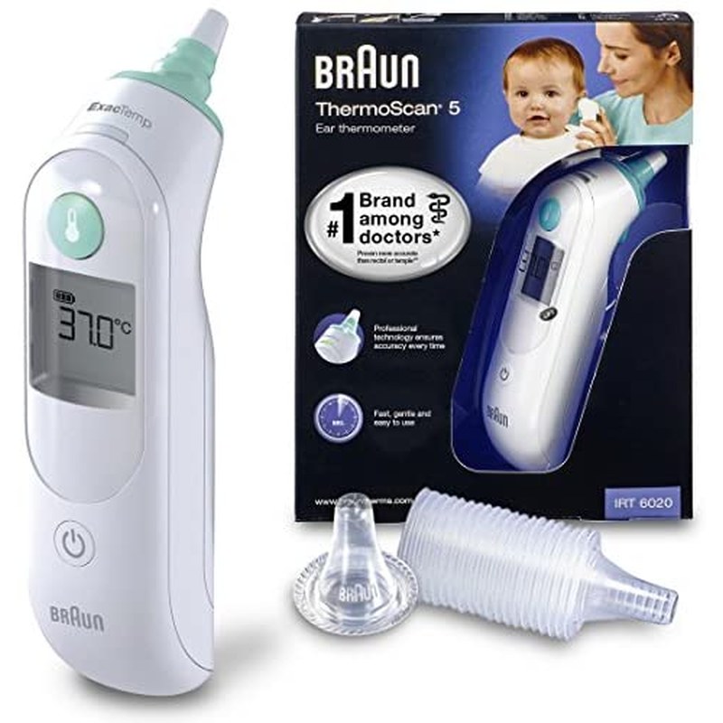 Thermomètre auriculaire Braun ThermoScan 5 IRT 6020 avec embouts jetables et emballage