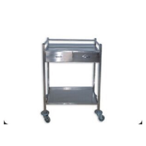 Chariot pour pansement à 2 étages en inox avec 2 tiroirs