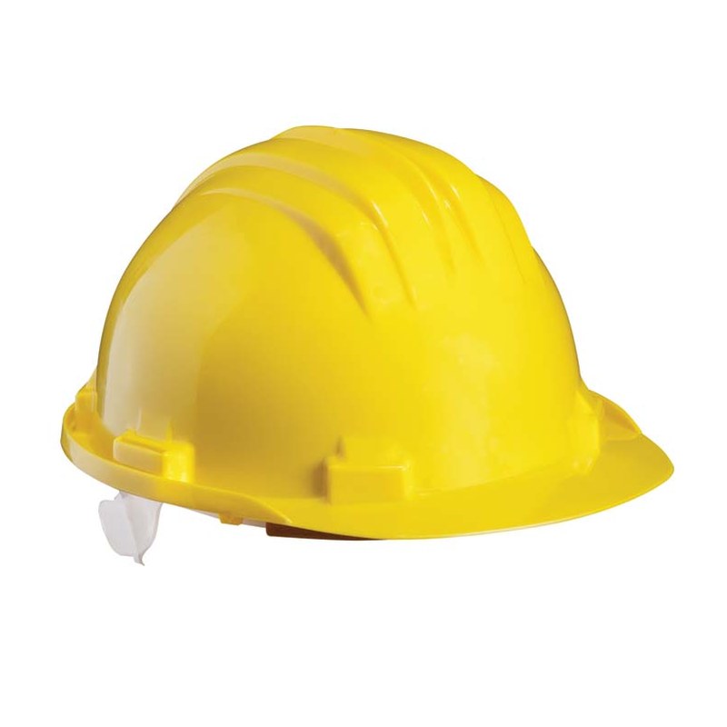 Casque de sécurité Climax 5-RG jaune en polyéthylène, calotte nervurée et harnais 6 points