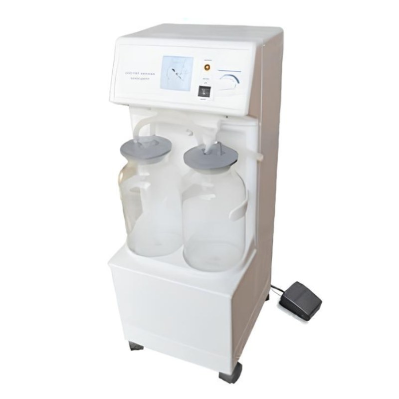 Aspirateur de mucosités électrique sur chariot à roulettes, 2 bocaux de 2 500 mL, panneau de commande avec vacuomètre et pédale
