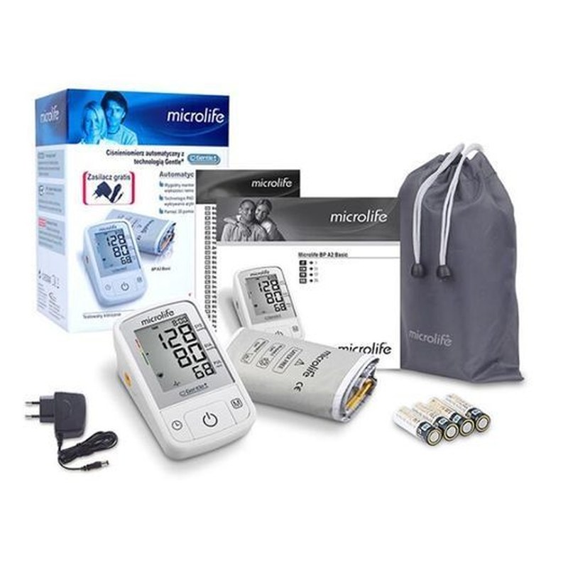 Tensiomètre électronique de bras Microlife A2 avec brassard, piles et adaptateur secteur