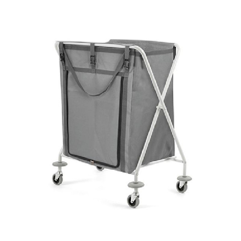 Chariot à linge pliable Filmop avec sac plastifié et roulettes pivotantes Ø 80 mm