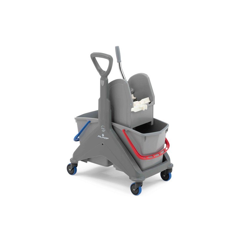 Chariot de lavage Filmop ONEFRED 50 L en polypropylène avec deux seaux de 25 L et presse à plat