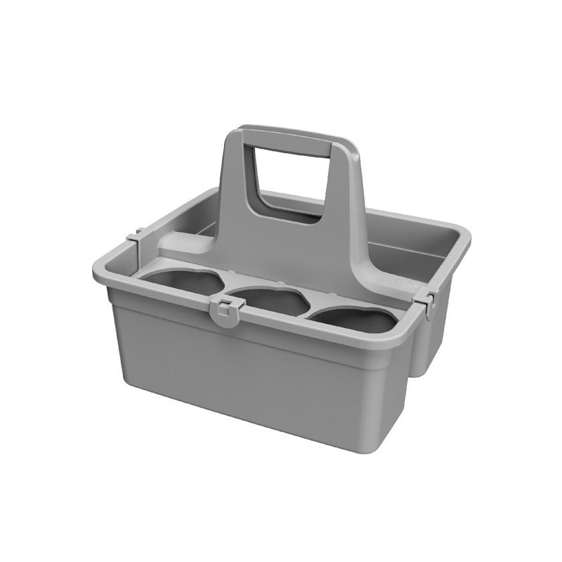 Panier de transport en plastique Filmop avec porte-bouteille 3 trous, 2 compartiments et poignée fixe