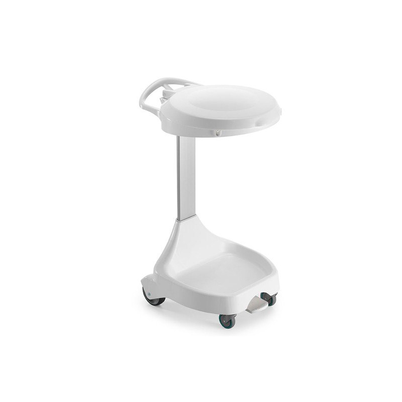 Chariot porte-sacs DELTA Filmop 120 L blanc à 4 roues avec pédale et housse colorée