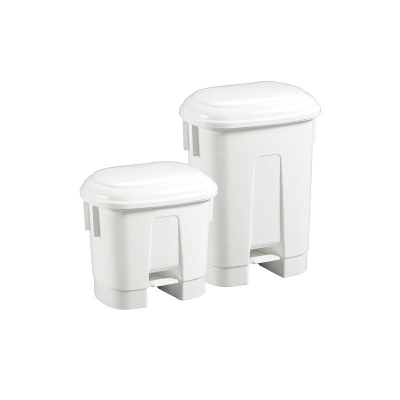 Poubelle blanche Filmop SIRIUS à pédale avec triple séparateur intérieur pour tri sélectif et couvercle coloré