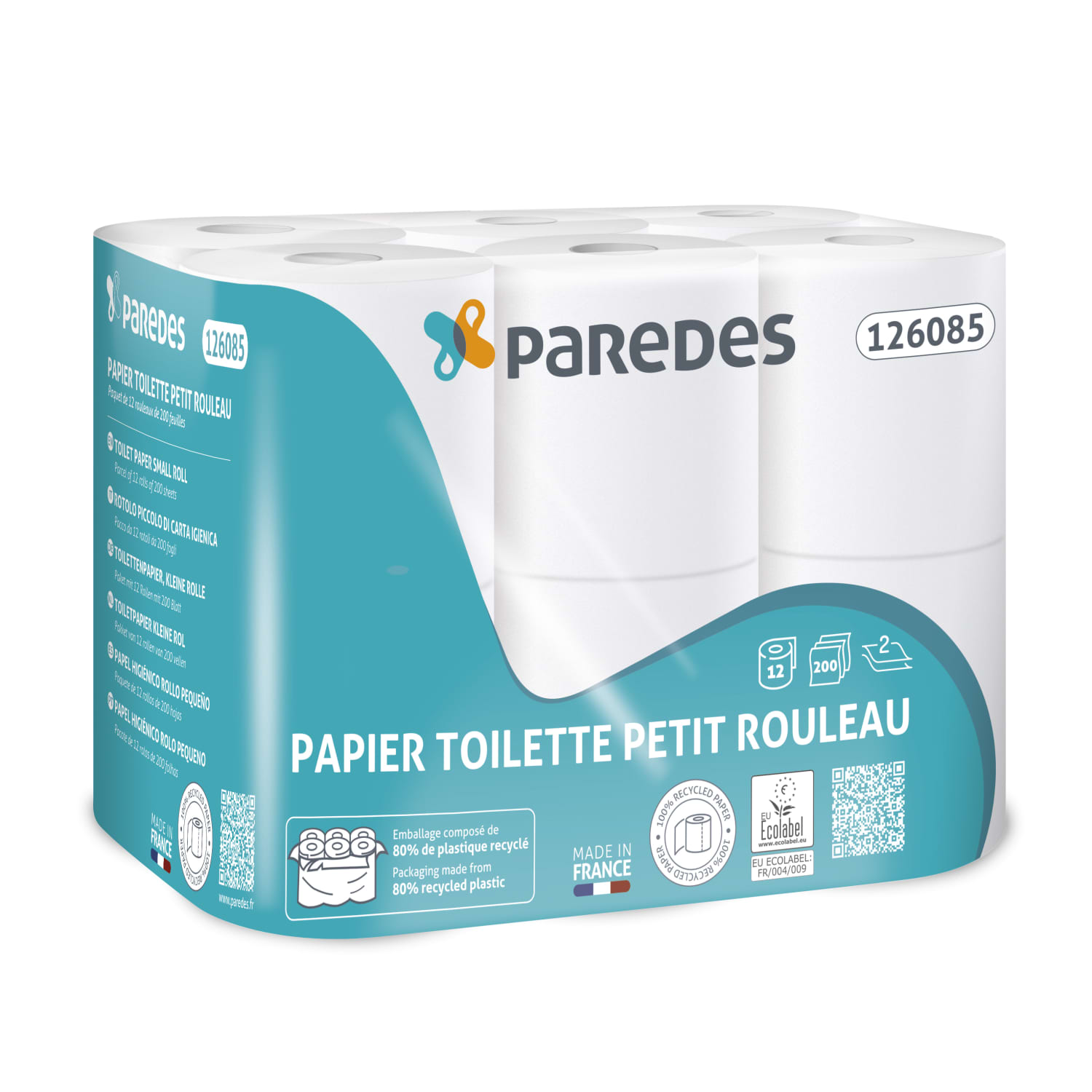 Paredes 126085 - Papier toilette petit rouleau blanc 2 plis