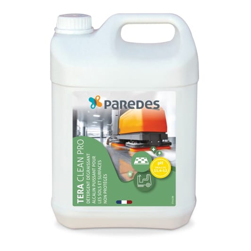Bidon 5 L Paredes Tera Clean Pro, détergent dégraissant alcalin puissant pour sols et surfaces non protégés