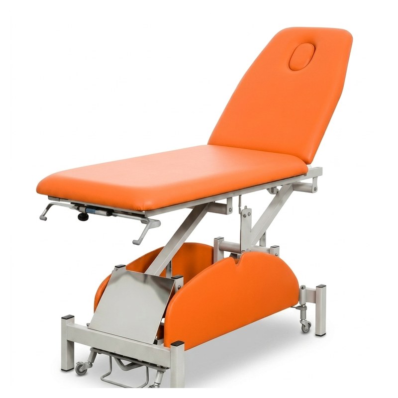 Table de massage électrique à hauteur variable A3 Med, dossier réglable par vérin, revêtement orange