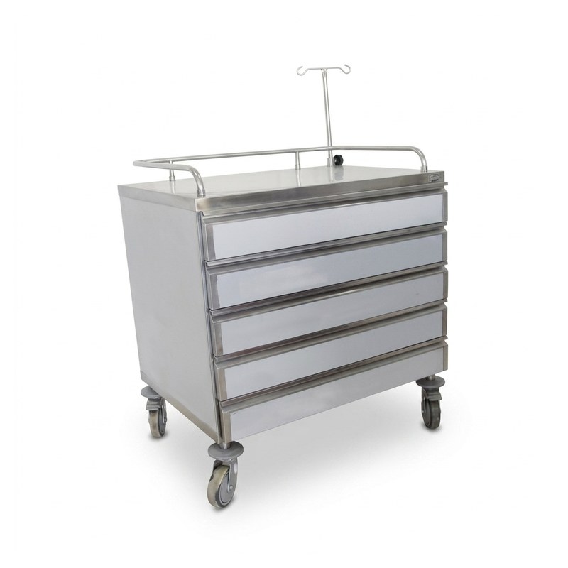 Chariot d'urgence en inox
