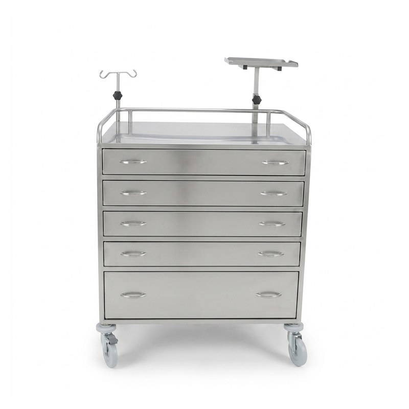 Chariot d'urgence avec plateau de scope