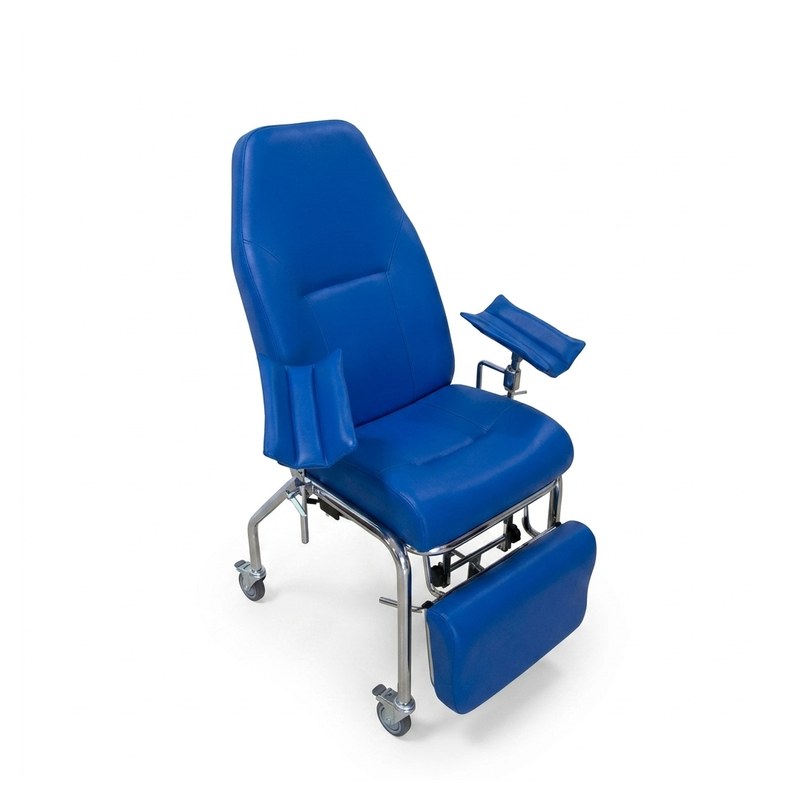 Fauteuil de prélèvement du sang chromé